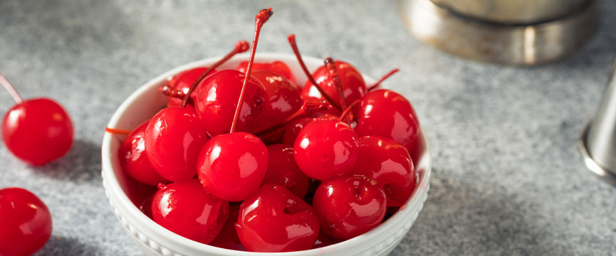 Cerezas al marrasquino con y sin tallo